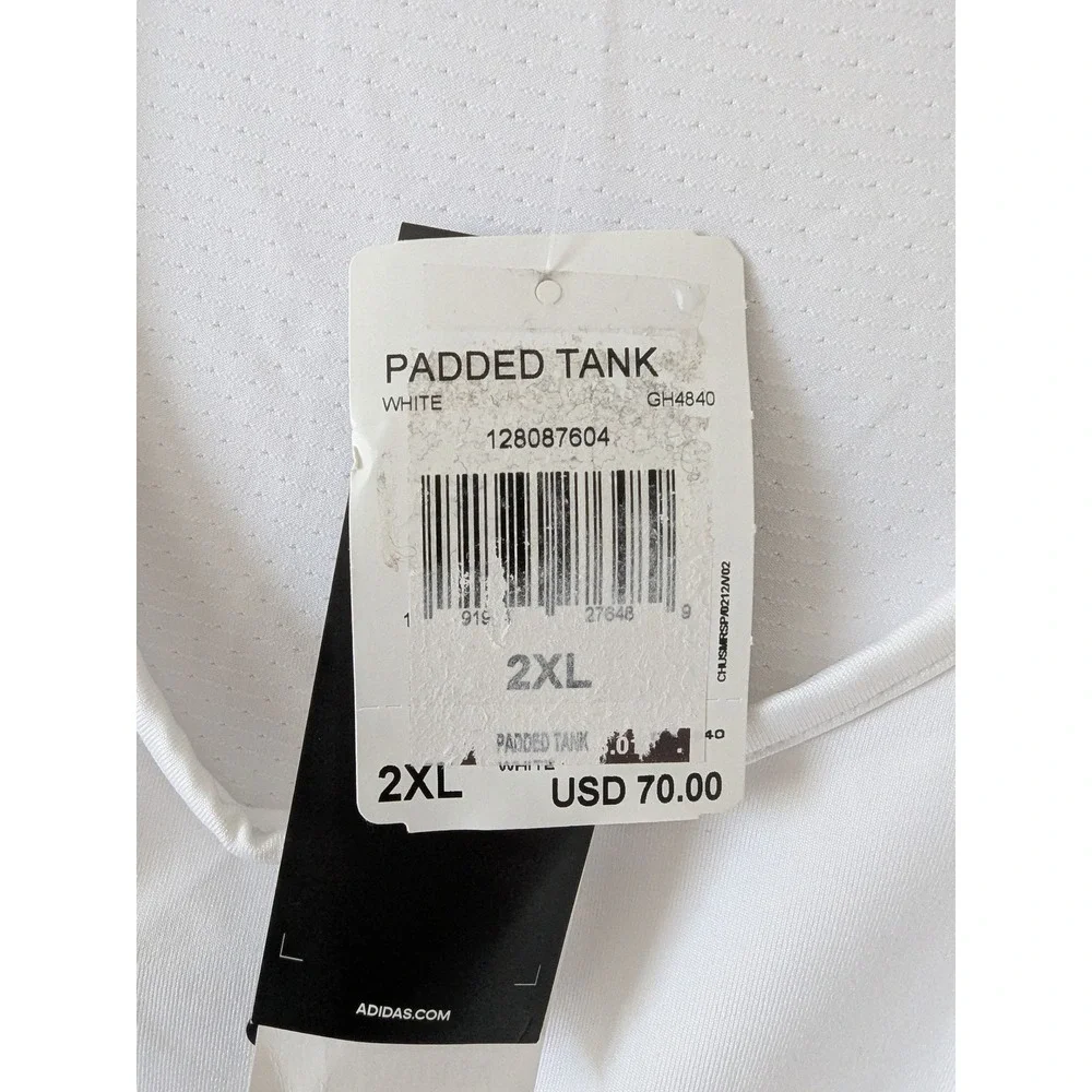 Adidas Padded Tank Top White‎ AEROREADY Men's 2XL Basketball Football
